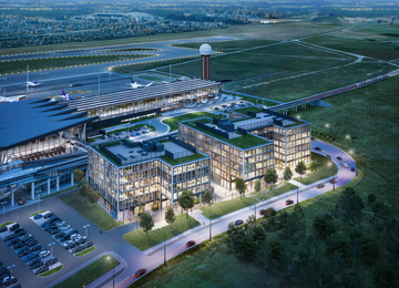 The cornerstone was laid under the Airport City Gdańsk Alpha building