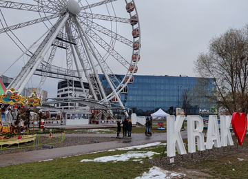 Kraków with a new office building
